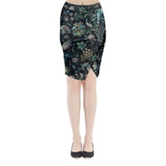 Pattern Flowers Plants Leaves Midi Wrap Pencil Skirt