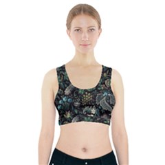 Pattern Flowers Plants Leaves Sports Bra With Pocket