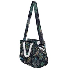 Pattern Flowers Plants Leaves Rope Handles Shoulder Strap Bag