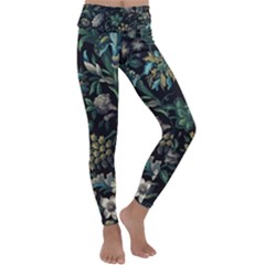 Pattern Flowers Plants Leaves Kids  Lightweight Velour Classic Yoga Leggings