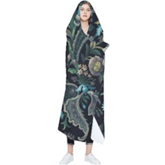 Pattern Flowers Plants Leaves Wearable Blanket