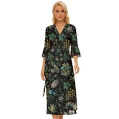 Pattern Flowers Plants Leaves Midsummer Wrap Dress by Posterlux