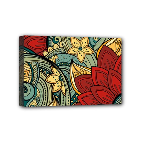 Pattern Shape Colorful Flower Leaves Mini Canvas 6  X 4  (stretched)