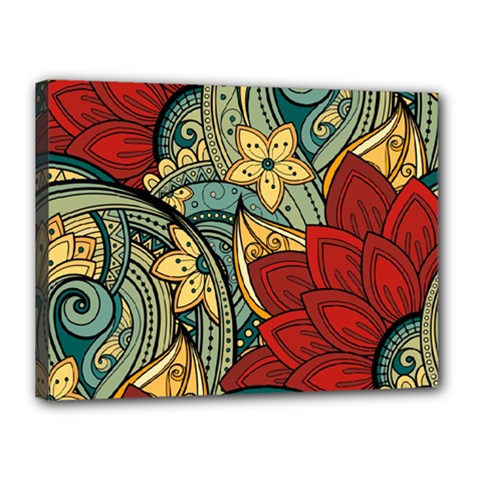 Pattern Shape Colorful Flower Leaves Canvas 16  X 12  (stretched) by Posterlux