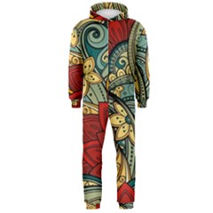 Pattern Shape Colorful Flower Leaves Hooded Jumpsuit (men)