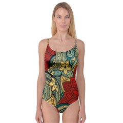 Pattern Shape Colorful Flower Leaves Camisole Leotard 