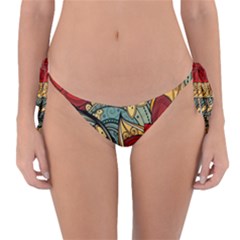 Pattern Shape Colorful Flower Leaves Reversible Bikini Bottoms