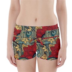 Pattern Shape Colorful Flower Leaves Boyleg Bikini Wrap Bottoms