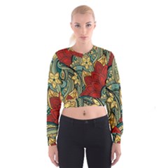 Pattern Shape Colorful Flower Leaves Cropped Sweatshirt