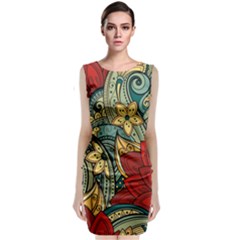 Pattern Shape Colorful Flower Leaves Classic Sleeveless Midi Dress