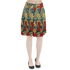 Pattern Shape Colorful Flower Leaves Pleated Skirt