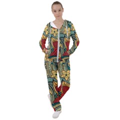 Pattern Shape Colorful Flower Leaves Women s Tracksuit