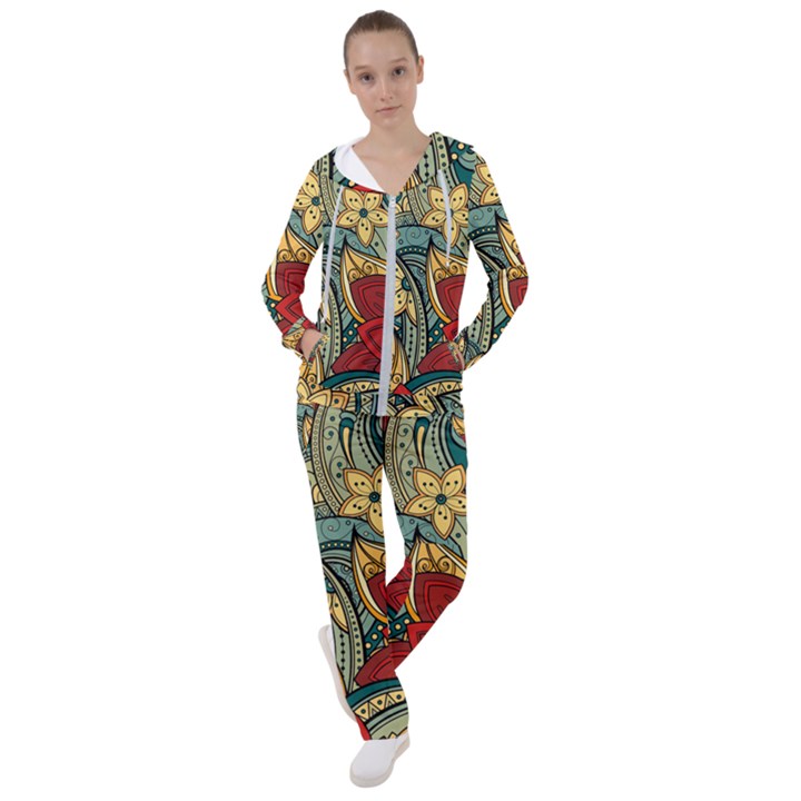 Pattern Shape Colorful Flower Leaves Women s Tracksuit