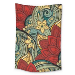 Pattern Shape Colorful Flower Leaves Large Tapestry