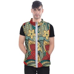 Pattern Shape Colorful Flower Leaves Men s Puffer Vest