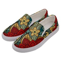 Pattern Shape Colorful Flower Leaves Men s Canvas Slip Ons