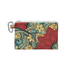 Pattern Shape Colorful Flower Leaves Canvas Cosmetic Bag (small)