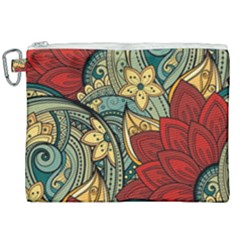 Pattern Shape Colorful Flower Leaves Canvas Cosmetic Bag (xxl)