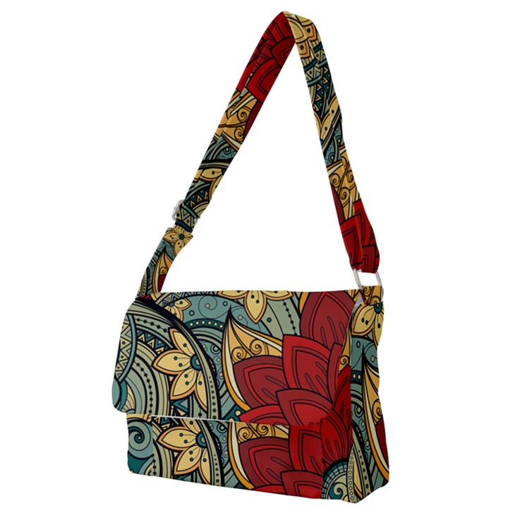 Pattern Shape Colorful Flower Leaves Full Print Messenger Bag (S)