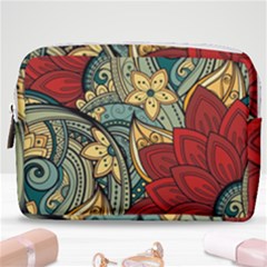 Pattern Shape Colorful Flower Leaves Make Up Pouch (medium) by Posterlux