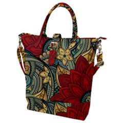 Pattern Shape Colorful Flower Leaves Buckle Top Tote Bag