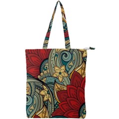 Pattern Shape Colorful Flower Leaves Double Zip Up Tote Bag