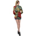 Pattern Shape Colorful Flower Leaves Long Sleeve Satin Shirt View2