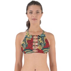 Pattern Shape Colorful Flower Leaves Perfectly Cut Out Bikini Top