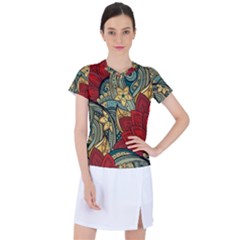 Pattern Shape Colorful Flower Leaves Women s Sports Top by Posterlux