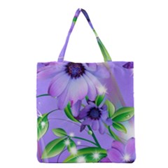 Purple Flower Nature Grocery Tote Bag