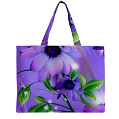 Purple Flower Nature Zipper Mini Tote Bag