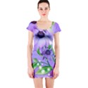 Purple Flower Nature Short Sleeve Bodycon Dress View1