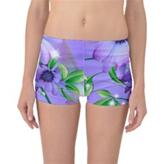 Purple Flower Nature Boyleg Bikini Bottoms