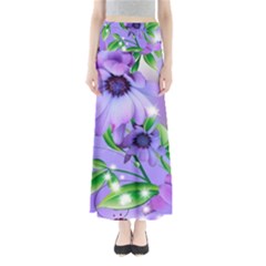 Purple Flower Nature Full Length Maxi Skirt