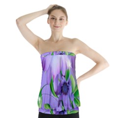 Purple Flower Nature Strapless Top