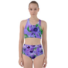 Purple Flower Nature Racer Back Bikini Set