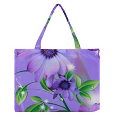 Purple Flower Nature Zipper Medium Tote Bag