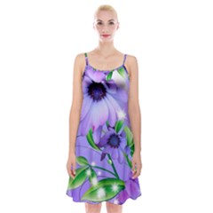 Purple Flower Nature Spaghetti Strap Velvet Dress