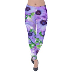 Purple Flower Nature Velvet Leggings