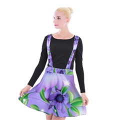 Purple Flower Nature Suspender Skater Skirt