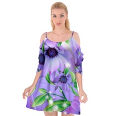 Purple Flower Nature Cutout Spaghetti Strap Chiffon Dress