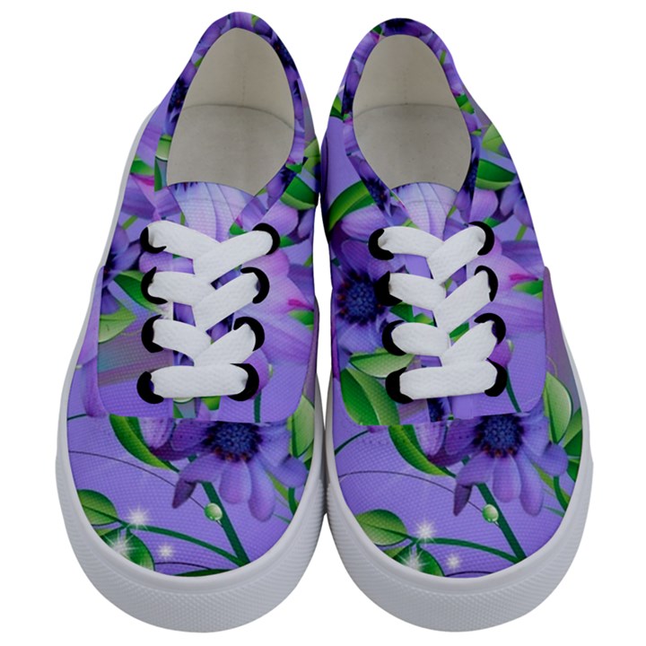 Purple Flower Nature Kids  Classic Low Top Sneakers