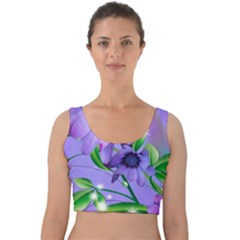 Purple Flower Nature Velvet Crop Top