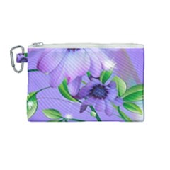 Purple Flower Nature Canvas Cosmetic Bag (medium)