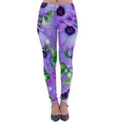 Purple Flower Nature Lightweight Velour Leggings