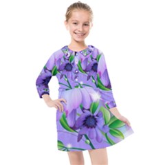 Purple Flower Nature Kids  Quarter Sleeve Shirt Dress