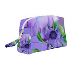 Purple Flower Nature Wristlet Pouch Bag (medium)