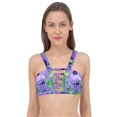 Purple Flower Nature Cage Up Bikini Top