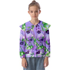 Purple Flower Nature Kids  Peter Pan Collar Blouse