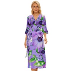 Purple Flower Nature Midsummer Wrap Dress by Posterlux